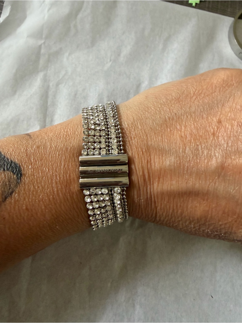 Swarovski Multi-Strand Crystal Mesh Bracelet with Magnetic Bar Clasp - Picture 3 of 7